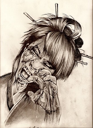 Art Galleries - zombie geisha tattoo sketch